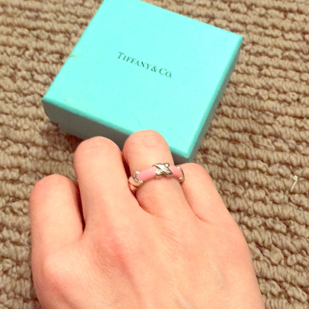 Rare Tiffany & Co 925 Italy pink enamel ring